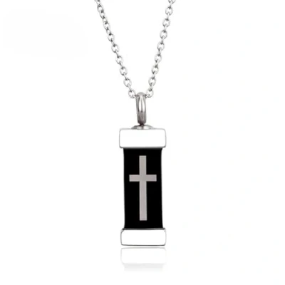 Afbeelding van Quiges RVS Ashanger Urn Kruis staaf met Verstelbare Ketting 46 52cm Asketting As sieraad SLSA037