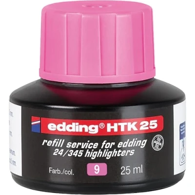 Afbeelding van edding HTK 25 navulinkt roze ml met capillairsysteem, ideaal voor het schoon en ongecompliceerd navullen van highlighters e 345 24