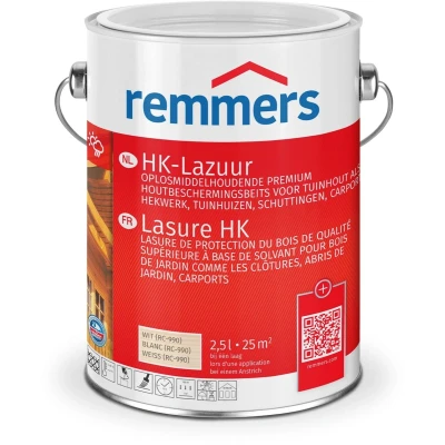Afbeelding van remmers hk lazuur wit 2.5 ltr