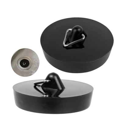 Afbeelding van Universele Spoelbakstop, Keukengootsteenplug voor afvoeren Ø 45.5 tot 42 mm, Set van 2, PVC, Zwart, Keukenplug, Wastafelplug, Keukengootsteenstopper, Afvoerplug, drain plug stopper, cover home