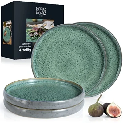 Afbeelding van Moritz &amp; SOLID 4 x platte borden 26 cm aardewerk bordenset serviesset voor het serveren
