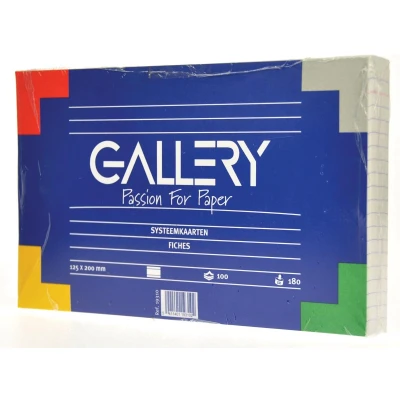 Afbeelding van Gallery Witte Systeemkaarten, Ft 12,5 X 20 Cm, Gelijnd, Pak Van 100 Stuks Systeemkaart