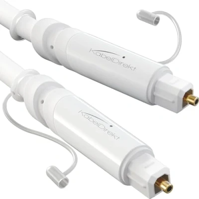 Afbeelding van KabelDirekt Optische audiokabel met 0% signaalverlies en beschermkap 10 m TOSLINK naar kabel (Optical audio cable, S/PDIF, glasvezelkabel voor home cinema/soundbar/PS4/Xbox, wit)