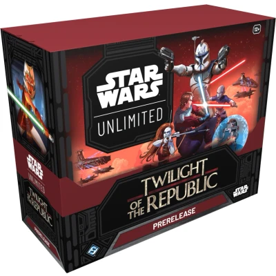Afbeelding van Fantasy Flight Games Star Wars: Unlimited TCG Twilight of the Republic PRERELEASE BOX Launch Your Clone Wars Adventure! Inclusief 6 Booster Packs, Leeftijden 12+, 2+ Players, 20 Minute Playtime
