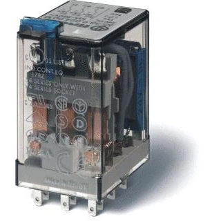 Afbeelding van Finder miniatuur industrierelais insteek 3x wissel 10a 250vac spoel 24vdc contact agni au blokkeerbare testknop diode led 55 33 9 024 5090