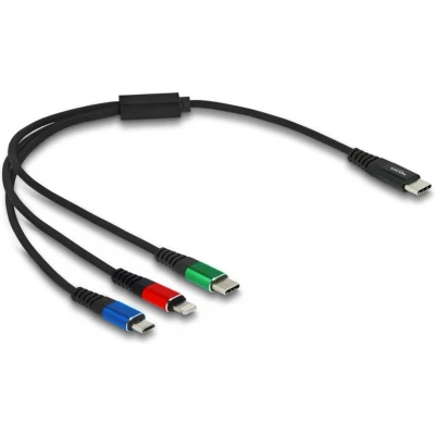 Afbeelding van Delock USB Charging Cable 3 in 1 Type C™ to Lightning™ / Micro 30 cm
