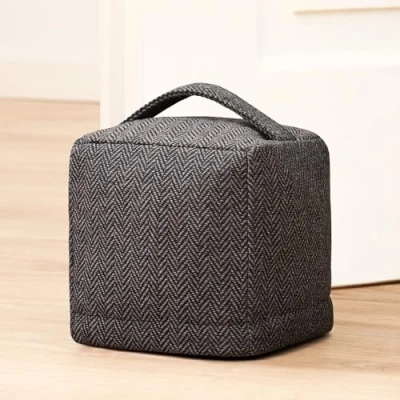 Afbeelding van Deurstopperzak Voor vloer Wasbaar Hoes Extra Zwaar 1Kg met Draagbeugel Thuis &amp; Kantoor Antislip Pads (Grijs)