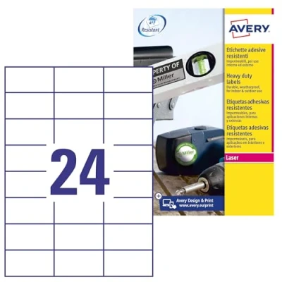 Afbeelding van Avery Zweckform L4718 20 folie etiketten 70 x 37 mm Polyester Wit 480 stuk(s) Permanent hechtend Laser (kleur), (zwart/wit), Kopiëren