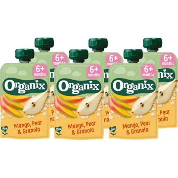 Afbeelding van 6x Organix Knijpfruit 6+m Mango Peer &amp; Granola 100 gr