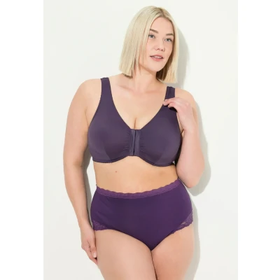 Afbeelding van Ulla Popken grote maten plus size bustier, voorsluiting, C/D cup, E/F aubergine, 95D