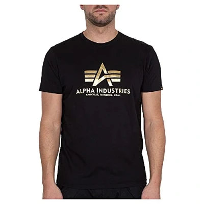 Afbeelding van Alpha Industries FOIL Tshirt print, Heren, Maat: 3XL, Black/yellow gold