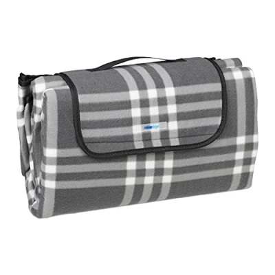 Afbeelding van Relaxdays Picknickkleed grijs wit geruit 200x200 cm picknicklaken kampeerkleed