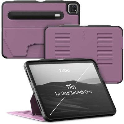 Afbeelding van Zugu case iPad Pro 11 Gen 4, 3 &amp; 2 (2022/2021/2020) oersterke luxe flip over volledige 360˚ bescherming met multifunctionele standaard functie geschikt voor Apple Pencil Berry