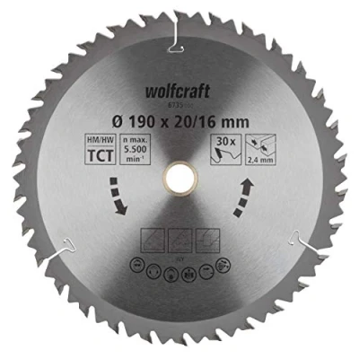 Afbeelding van Wolfcraft 6735000 Hardmetaal cirkelzaagblad 190 x 16 mm Aantal tanden: 30 1 stuk(s)