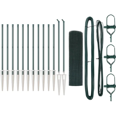 Afbeelding van vidaXL PVC hekpaalset Set van 2 Groen PVC, Metaal 25 x 0.5 m