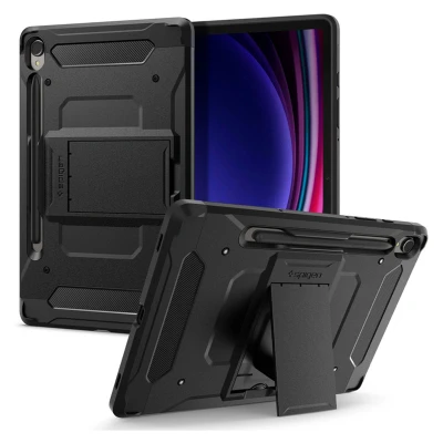 Afbeelding van Samsung Galaxy Tab S9 Hoes: Spigen Tough Armor Pro Backcover Hardcase,Backcover Zwart Kunststof Tablet Hoezen