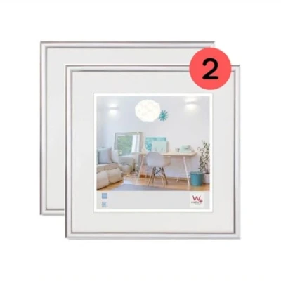 Afbeelding van walther design fotolijst zilver 30 x cm double pack, New Lifestyle kunststof lijst KV330SD