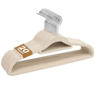 Afbeelding van Sasha Morel 20 stuks fluwelen hangers antislip voor kleding met stropdasorganisatoren ruimtebesparende 360 draaibare haken kledingkastopslag