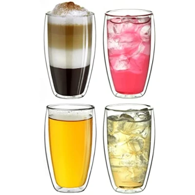 Afbeelding van Creano dubbelwandig thermoglas 400 ml “DG SH, groot glas van borosilicaatglas, dubbelwandige koffieglazen, theeglazen, latteglazen, set 4 stuks