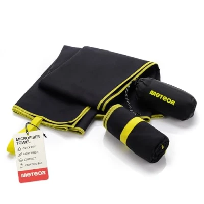 Afbeelding van Handdoeken Microvezel Fitnesshanddoek Reishanddoek Badhanddoek Strandhanddoek Ultra Absorberend Sneldrogende en Zachte Compact voor Fitness Sauna Sport Strandlaken (Zwart, M 50x90cm)