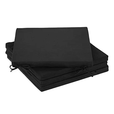 Afbeelding van Relaxdays stoelkussen set van 4, zitkussens voor binnen &amp; buiten, met striklintjes, 39,5 x cm, polyester, zwart