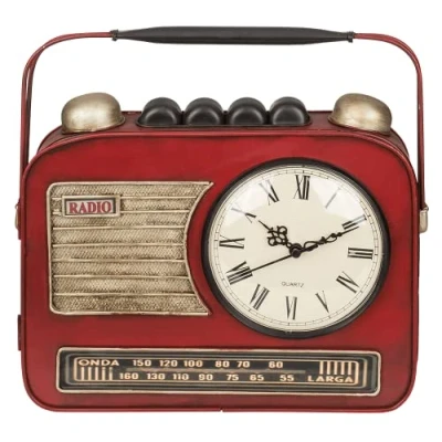 Afbeelding van Out of the blue Metalen sleutelkast, radio met klok, rood, één maat