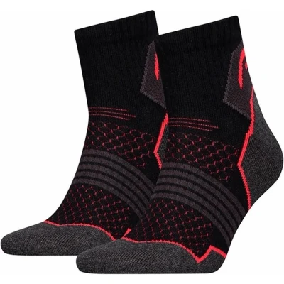 Afbeelding van Head Unisex Quarter 2 PACK Sportsokken, Maat: 39 42, Black red