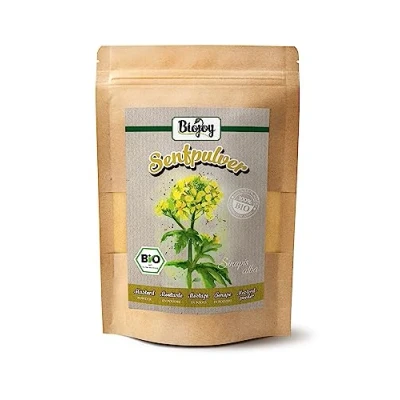 Afbeelding van Biojoy Biologisch Mosterdpoeder (250 g), Mosterdzaden geel, gemalen (Sinapis alba)