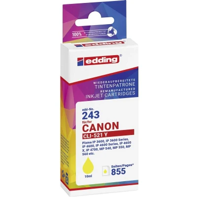 Afbeelding van Edding Inktcartridge vervangt Canon CLI 521Y Compatibel Geel EDD 243 18 01