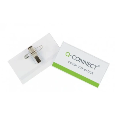 Afbeelding van Q connect Badge Met Combiklem 75 X 40 Mm, Doos Van 50 Stuks