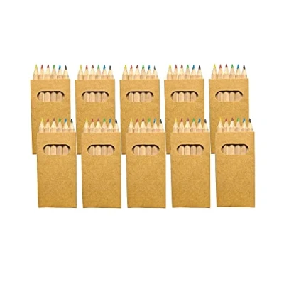 Afbeelding van JEKA Set van 10 kleurpotloden, met elk 6 cadeautje voor bruiloft, kinderverjaardag, restaurant, kinderen, kleine kindercadeaus, kinderfeest, mini sets kleurpotloden