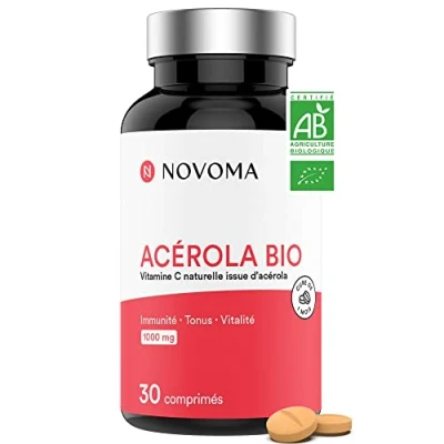 Afbeelding van Acérola Bio 1000 mg 100% natuurlijke vitamine C Vermindering van vermoeidheid en ondersteuning het immuunsysteem 30 tabletten Sans suiker Made in Frans Nutrivita