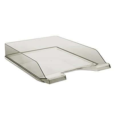 Afbeelding van DONAU Brievenbakje standaard transparant grijs / 6 stuks A4 brievenmand moderne en stapelbare legplank/transparant glashelder/bureauplank/polystyreen