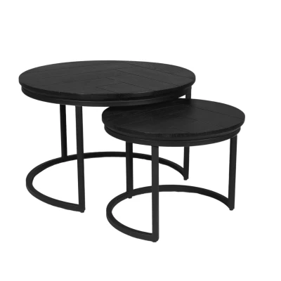 Afbeelding van Starfurn Otik salontafel set van 2 zwart Hout