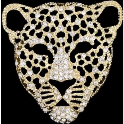 Afbeelding van Broche Panter Hoofd Strass ( Goudkleurig ) 3.5 x cm