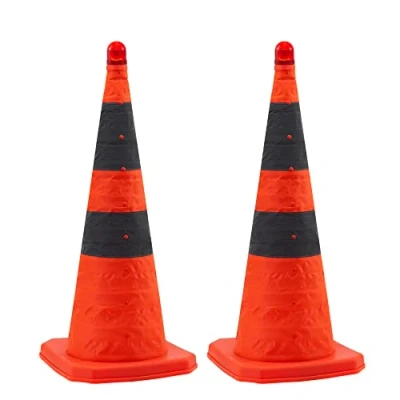 Afbeelding van 2 pak 70cm opvouwbare verkeerskegels / verkeerskegel bord/reflecterende veiligheidskegel veelzijdig, oranjeMaat: 18 inch 70 cm