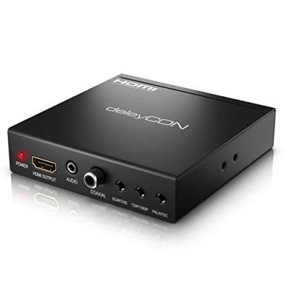Afbeelding van deleyCON SCART naar HDMI Converter met Audio Extractor + Ingang Uitgang Coax 3,5mm