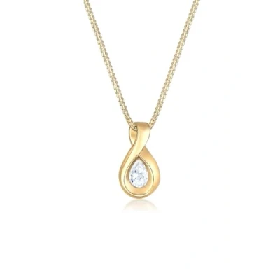 Afbeelding van Elli PREMIUM Dames Oneindigheid Hanger Gebogen met Zirkonia Kristal in 585 Geel Goud