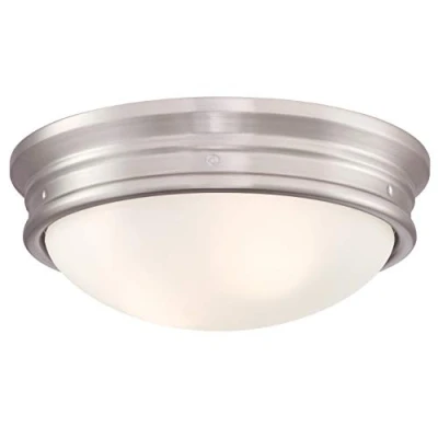 Afbeelding van Westinghouse Lighting 63707 tweelichts plafondlamp Sophia, 33 cm, voor binnen, uitvoering in geborsteld nikkel met opaalmelkglas