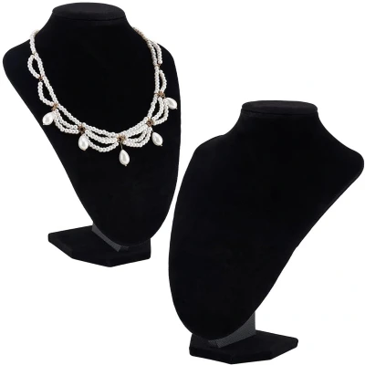 Afbeelding van TRANKIELO® Fluwelen Halsketting Houder Set Stijlvolle Kettingstandaard voor Organisatie en Display Sieraden Organizer in Zwart Velvet 2 Stuks