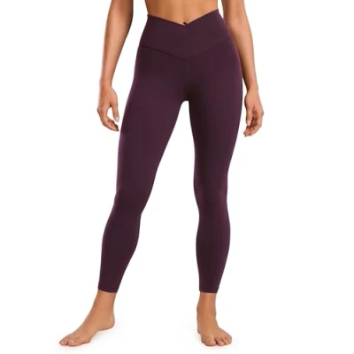 Afbeelding van CRZ YOGA Womens Butterluxe Matte Faux Leather Cross Waist Legging 25“ V Crossover High Waisted Lounge Donker paars XS