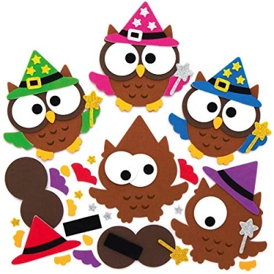 Afbeelding van Baker Ross AX204 Tovenaar Uil Koelkastmagneetsets Pakket Van 8, Mix &amp; Match Halloween Ambachten Voor Kunstactiviteiten Kinderen