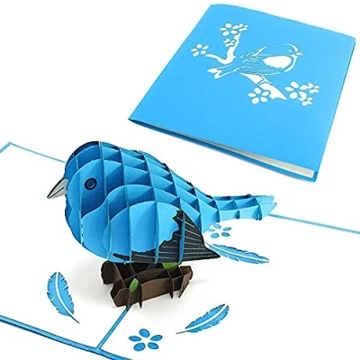 Afbeelding van PopLife Cards Bluebird pop upwenskaart van geluksbrenger voor alle wilde vogels gelegenheden, voorjaar vouwt zich plat het verzenden de verjaardag, dag moeder, afstuderen