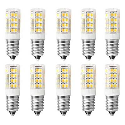 Afbeelding van Ledlamp, E14, warmwit, 5 W, 3000 K, 550 lumen, vervangt 50 W halogeenlampen, flikkert niet, koelkastlamp, niet dimbaar, led maïslamp voor afzuigkap, wandlampen, 10 stuks