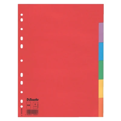 Afbeelding van Esselte tabblad Eco karton 160g formaat A4 6 gekleurde tabs 11 gaats