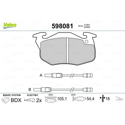 Afbeelding van Valeo Remblokset 598081