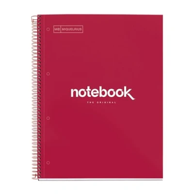Afbeelding van Miquelrius notitieboek A4 Notebook Emotions, 120 pagina&#039;s 90 g/m², Horizontaal 7 mm, 5 Gekleurde strepen, Micro geperforeerde spiraal, Extra stijve kaft, 4 perforaties, Rood