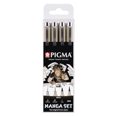 Afbeelding van Sakura manga set pigma micron sepia 4 stuks