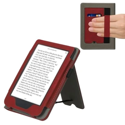 Afbeelding van kwmobile E reader hoesje compatibel met Kobo Clara 2E Ereader case van kunstleer cover in donkerrood