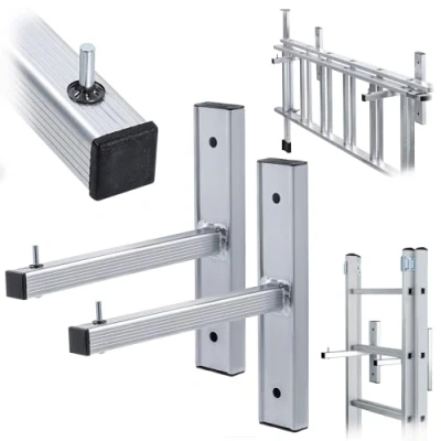 Afbeelding van KADAX Wandhouder voor ladders, 2 stuks, wandhaken garage en werkplaats, opslag van ladder aan de muur, aluminium ladderhaken (wand)